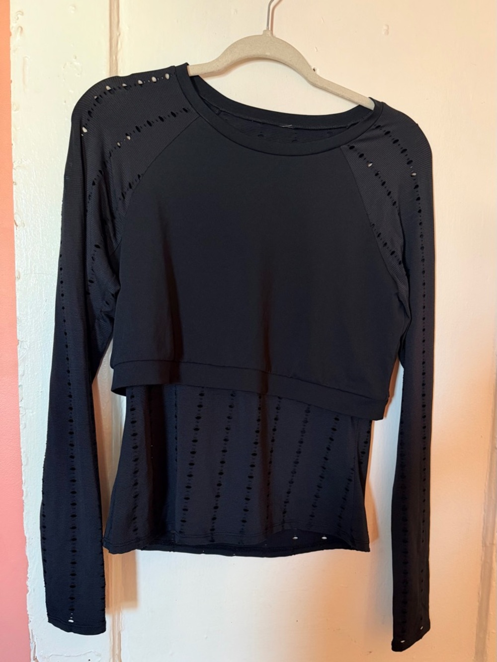 Black Long-Sleeve Layered Workout Top